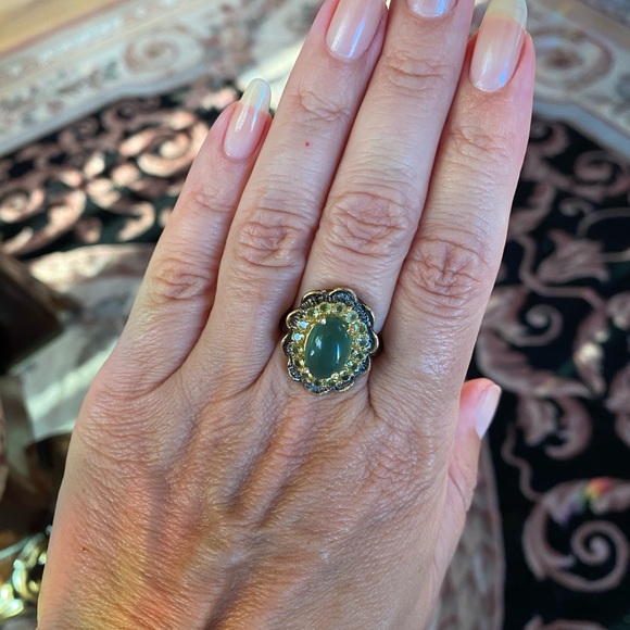 Genuine Chrysoprase Peridot Ring